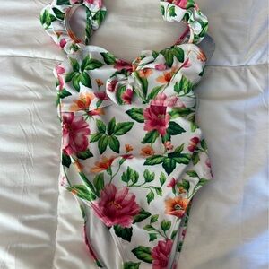 Janie and Jack Pink Floral One Piece Swimsuit